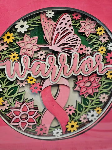 Warrior  | Handmade Breast Cancer Awareness Shadowbox