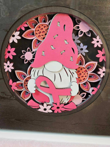 Gnomes  | Handmade Breast Cancer Awareness Shadowbox